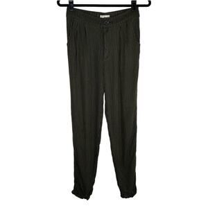 Abercrombie & Fitch Green + Black Striped Tapered Trousers Small